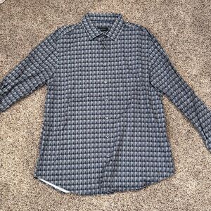 Bugatchi Long Sleeve Blue Casual Button Up Dress Shirt XL
